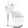 Pleaser FLAMINGO-808N-CK Silver Cracker Hologram TPU/Clear Platform Sandal Shoes