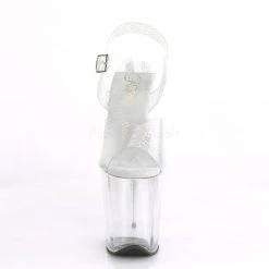 Pleaser FLAMINGO-808N-CK Silver Cracker Hologram TPU/Clear Platform Sandal Shoes