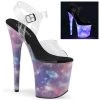 Pleaser FLAMINGO-808REFL Clear/Purple-Blue Reflective Platform Sandal