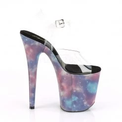 Pleaser FLAMINGO-808REFL Clear/Purple-Blue Reflective Platform Sandal