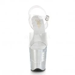 Pleaser FLAMINGO-808SHAPE-2 Clear/Silver Platform Sandal