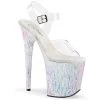 Pleaser FLAMINGO-808SPLA-2 Clear/White-Opal Hologram Platform Sandal