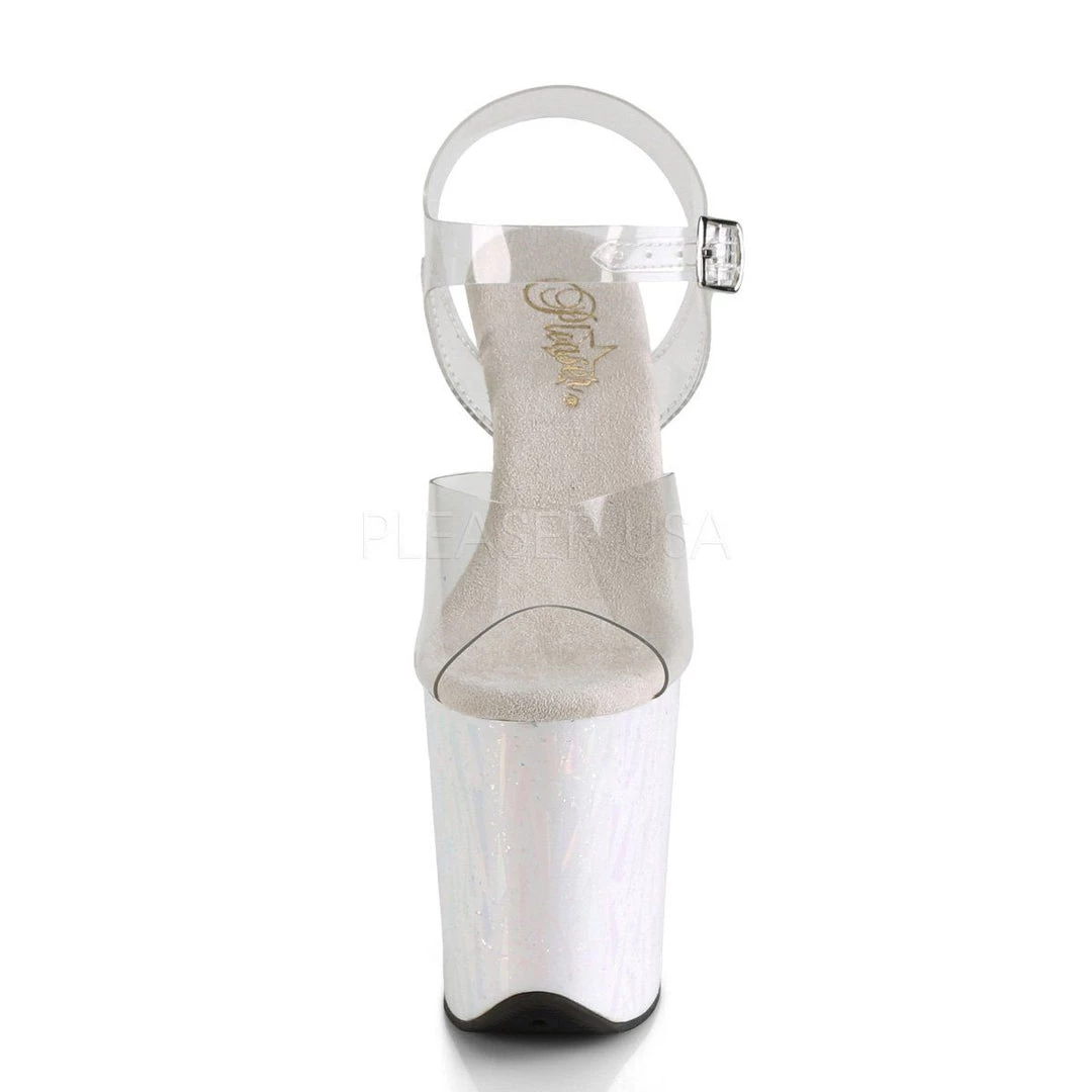 Pleaser FLAMINGO-808SPLA-2 Clear/White-Opal Hologram Platform Sandal 4 Pleaser FLAMINGO-808SPLA-2 Clear/White-Opal Hologram Platform Sandal