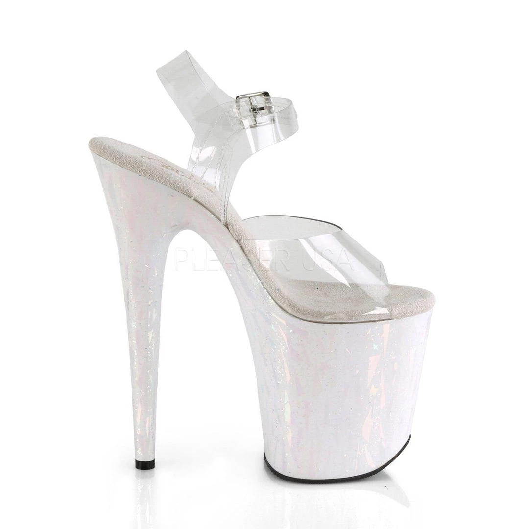 Pleaser FLAMINGO-808SPLA-2 Clear/White-Opal Hologram Platform Sandal 7 Pleaser FLAMINGO-808SPLA-2 Clear/White-Opal Hologram Platform Sandal