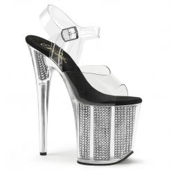 Pleaser FLAMINGO-808SRS Clear/Black SRS Platform Sandal