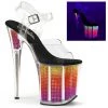 Pleaser FLAMINGO-808SRS Clear/Neon Multi SRS Platform Sandal