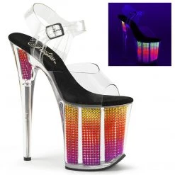 Pleaser FLAMINGO-808SRS Clear/Neon Multi SRS Platform Sandal