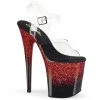 Pleaser Shoes FLAMINGO-808SS Clear/ Black -Red Multi Glitter Platform Sandal