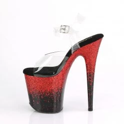Pleaser Shoes FLAMINGO-808SS Clear/ Black -Red Multi Glitter Platform Sandal