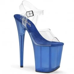Pleaser FLAMINGO-808T Clear/Blue Tinted Platform Sandal