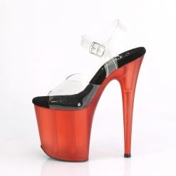 Pleaser FLAMINGO-808T Clear/Frosted Red Platform Sandal