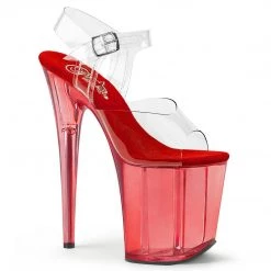 Pleaser FLAMINGO-808T Clear/Red Tinted Platform Sandal