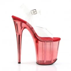 Pleaser FLAMINGO-808T Clear/Red Tinted Platform Sandal