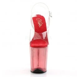 Pleaser FLAMINGO-808T Clear/Red Tinted Platform Sandal