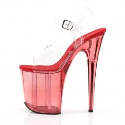 Pleaser FLAMINGO-808T Clear/Red Tinted Platform Sandal