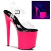 Pleaser FLAMINGO-808UV Clear/Neon Pink Platform Sandal Shoes