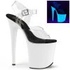 Pleaser FLAMINGO-808UV Clear/Neon White Platform Sandal 2 Pleaser FLAMINGO-808UV Clear/Neon White Platform Sandal