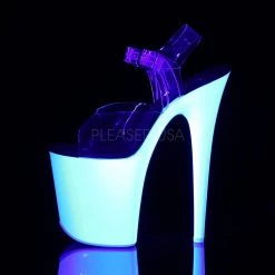 Pleaser FLAMINGO-808UV Clear/Neon White Platform Sandal