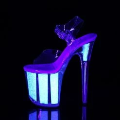 Pleaser FLAMINGO-808UVG Clear/Neon Opal Glitter Platform Sandal