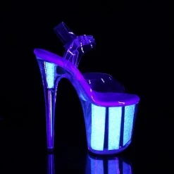 Pleaser FLAMINGO-808UVG Clear/Neon Opal Glitter Platform Sandal