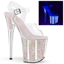 Pleaser FLAMINGO-808UVG Clear/Neon Opal Glitter Platform Sandal