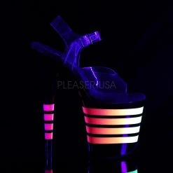 Pleaser FLAMINGO-808UVLN Clear/Black-UVLN Platform Sandal Shoes