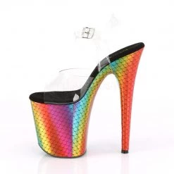 Pleaser FLAMINGO-808WR Clear/Laser Rainbow Hologram Wrapped Platform Sandal Scale