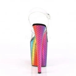 Pleaser FLAMINGO-808WR Clear/Laser Rainbow Hologram Wrapped Platform Sandal Scale