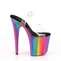 Pleaser FLAMINGO-808WR Clear/Laser Rainbow Hologram Wrapped Platform Sandal Scale
