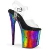Pleaser FLAMINGO-808WR Clear/Laser Rainbow Hologram Wrapped Platform Sandal Triangle Shoes