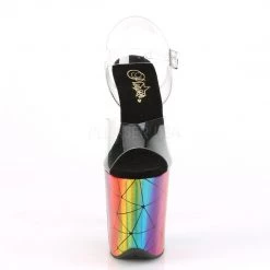 Pleaser FLAMINGO-808WR Clear/Laser Rainbow Hologram Wrapped Platform Sandal Triangle Shoes