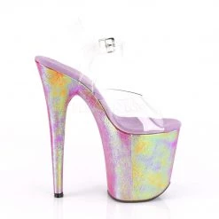 Pleaser Shoes FLAMINGO-808WR Clear/Purple Hologram Wrapped Platform Sandal 15 Pleaser Shoes FLAMINGO-808WR Clear/Purple Hologram Wrapped Platform Sandal