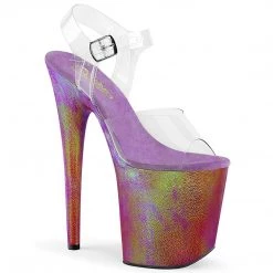 Pleaser Shoes FLAMINGO-808WR Clear/Purple Hologram Wrapped Platform Sandal 18 Pleaser Shoes FLAMINGO-808WR Clear/Purple Hologram Wrapped Platform Sandal