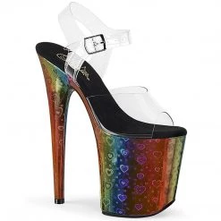Pleaser FLAMINGO-808WR Clear/Rainbow Hologram Wrapped Platform Sandal