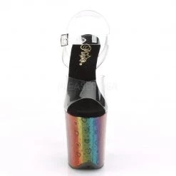 Pleaser FLAMINGO-808WR Clear/Rainbow Hologram Wrapped Platform Sandal