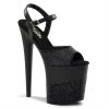 Pleaser Shoes FLAMINGO-809-2G Black Glitter/Black-Glitter Platform Sandal