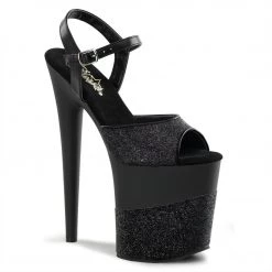 Pleaser Shoes FLAMINGO-809-2G Black Glitter/Black-Glitter Platform Sandal