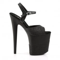 Pleaser Shoes FLAMINGO-809-2G Black Glitter/Black-Glitter Platform Sandal