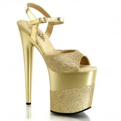 Pleaser Shoes FLAMINGO-809-2G Gold Glitter/Gold-Glitter Platform Sandal