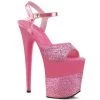 Pleaser Shoes FLAMINGO-809-2G Pink Glitter/Pink Glitter Platform Sandal