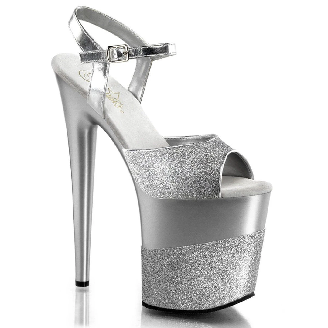 Pleaser Shoes FLAMINGO-809-2G Silver Glitter/Silver-Glitter Platform Sandal 3 Pleaser Shoes FLAMINGO-809-2G Silver Glitter/Silver-Glitter Platform Sandal