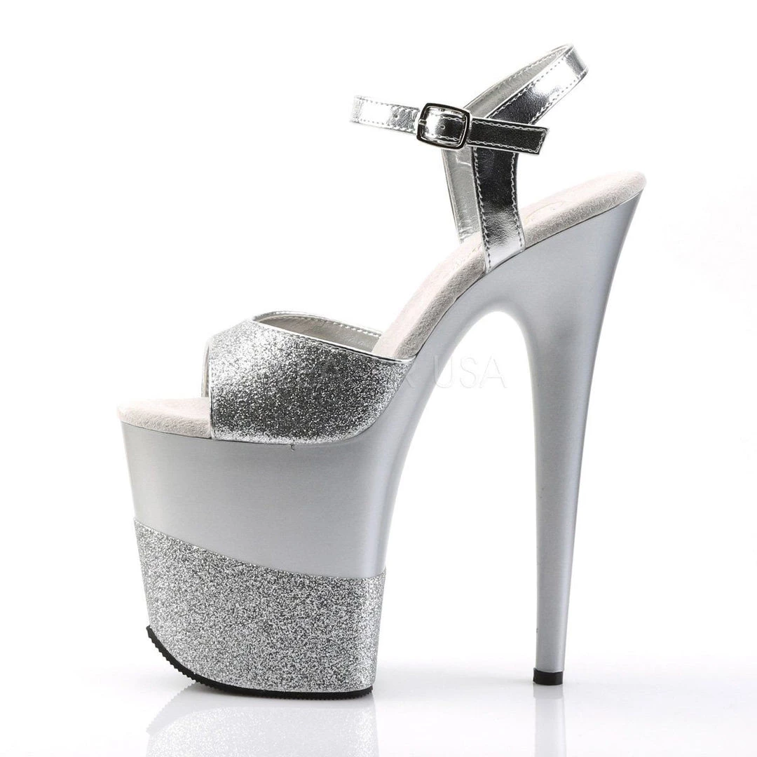Pleaser Shoes FLAMINGO-809-2G Silver Glitter/Silver-Glitter Platform Sandal 5 Pleaser Shoes FLAMINGO-809-2G Silver Glitter/Silver-Glitter Platform Sandal