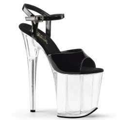 Pleaser FLAMINGO-809 Black Patent/Clear Platform Sandal