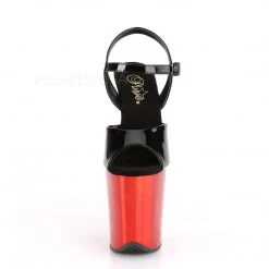 Pleaser FLAMINGO-809 Black Patent/Red Chrome Platform Sandal