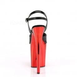 Pleaser FLAMINGO-809 Black Patent/Red Chrome Platform Sandal