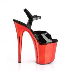 Pleaser FLAMINGO-809 Black Patent/Red Chrome Platform Sandal