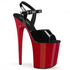 Pleaser FLAMINGO-809 Black Patent/Red Platform Sandal