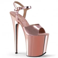 Pleaser FLAMINGO-809 Rose Gold Metallic Pu/Rose Gold Chrome Platform Sandal
