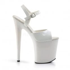 Pleaser FLAMINGO-809 White Patent Platform Sandal Shoes