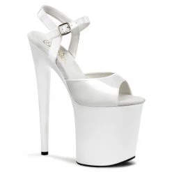 Pleaser FLAMINGO-809 White Patent Platform Sandal Shoes
